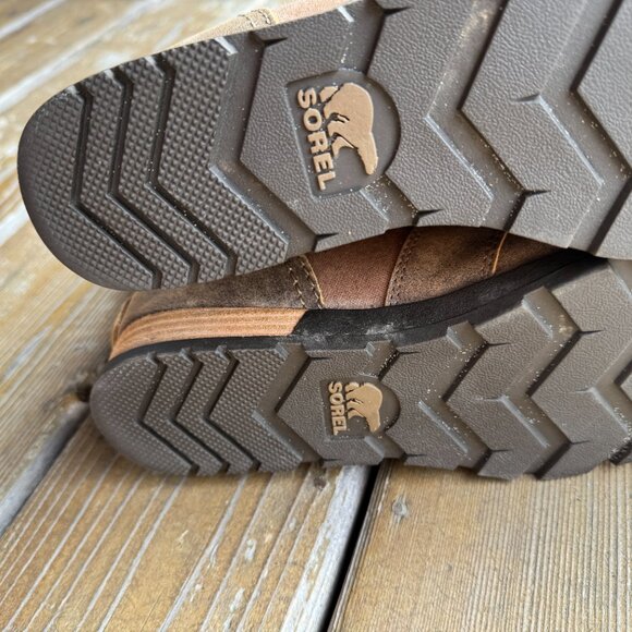 Sorel Major Carly Brown Leather & Canvas Lace Up Side Zip Combat Boots Womens 9 - Picture 15 of 15